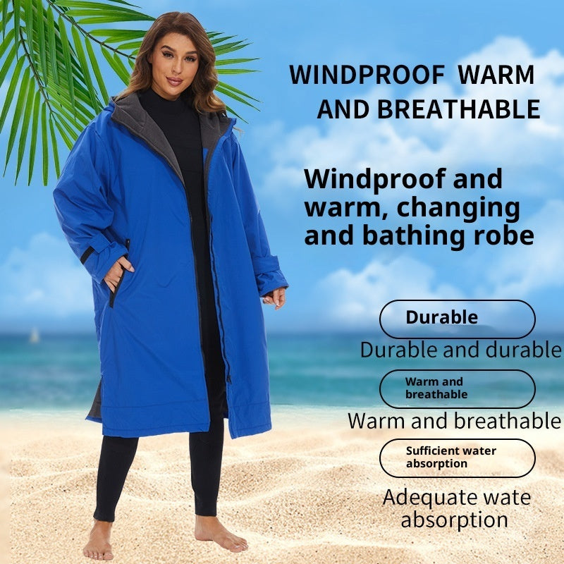Surfing Diving Thickened Cape Windbreaker Outdoor Hot Spring Cold-proof Coat Bath Towel