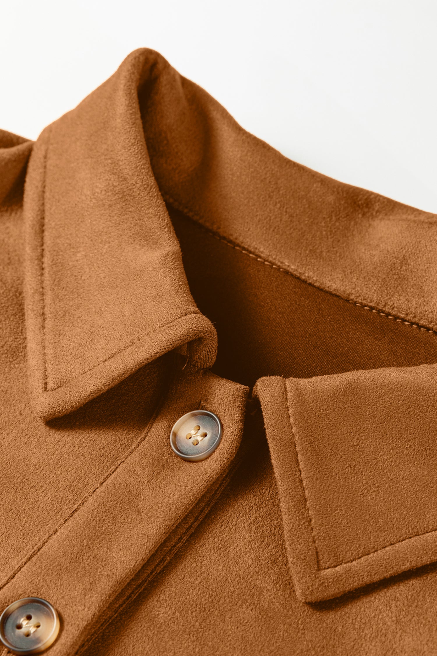 Thai Curry Solid Color Faux Suede Hollowed Detail Retro Style Jacket
