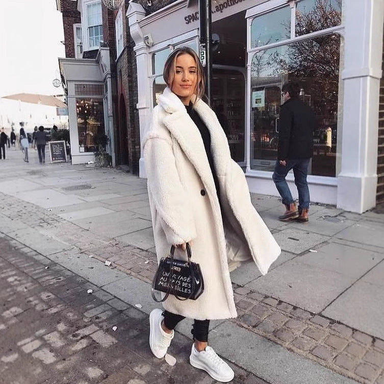 European And American Autumn And Winter Double-sided Lapel Woolen Coat For Women