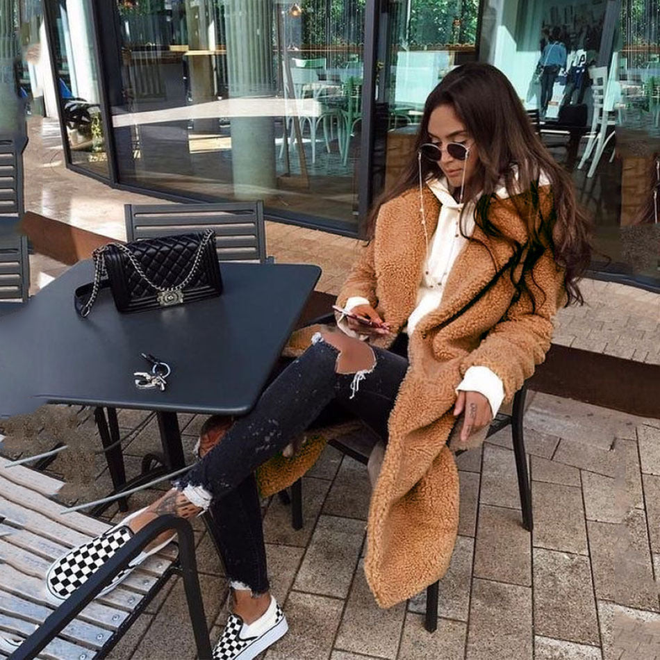 European And American Autumn And Winter Double-sided Lapel Woolen Coat For Women