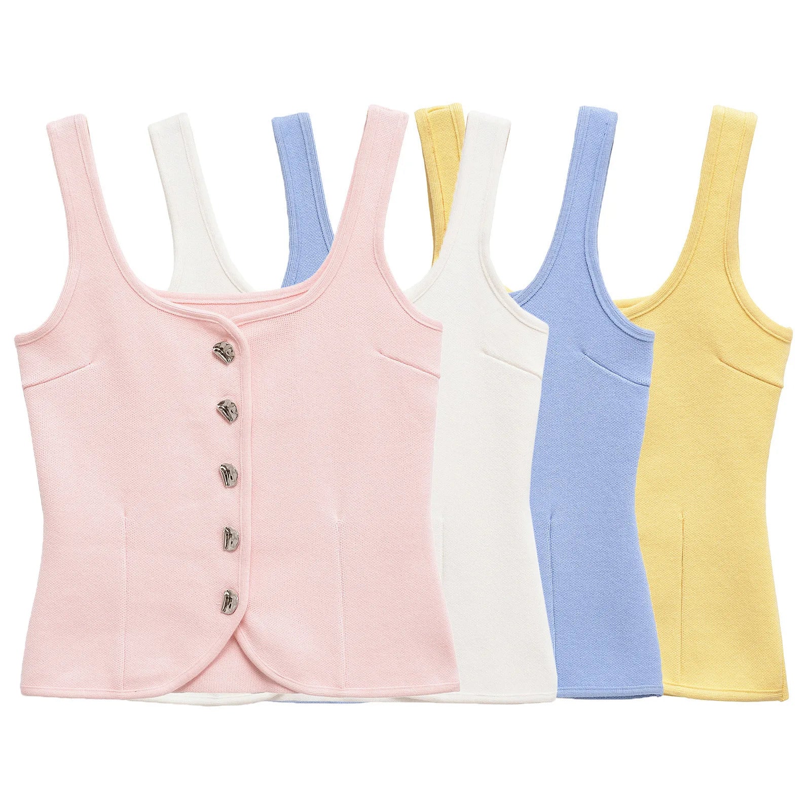 Women's clothing 2025 spring and summer European and American style buttons and small vest suspender top for women