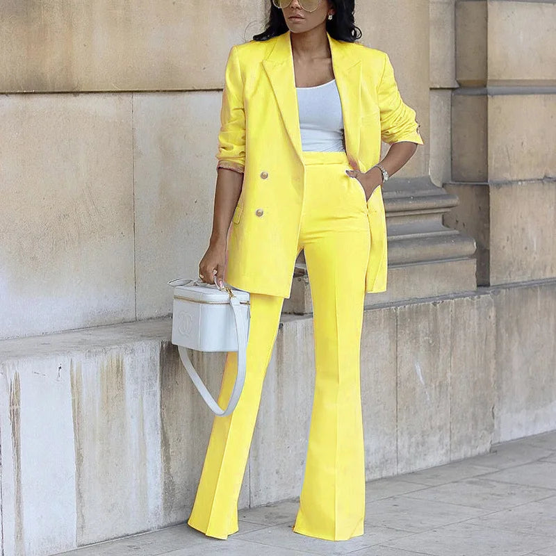 Women's Clothing 2023 Autumn New Solid Color Casual Suit Wide-leg Pants Suit Two-piece Suit Ensemble Femme 2 Pièces été