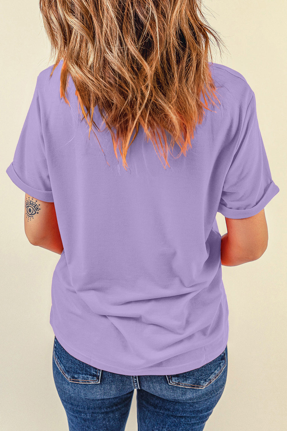 Light Blue Bright Casual Plain Crew Neck Tee