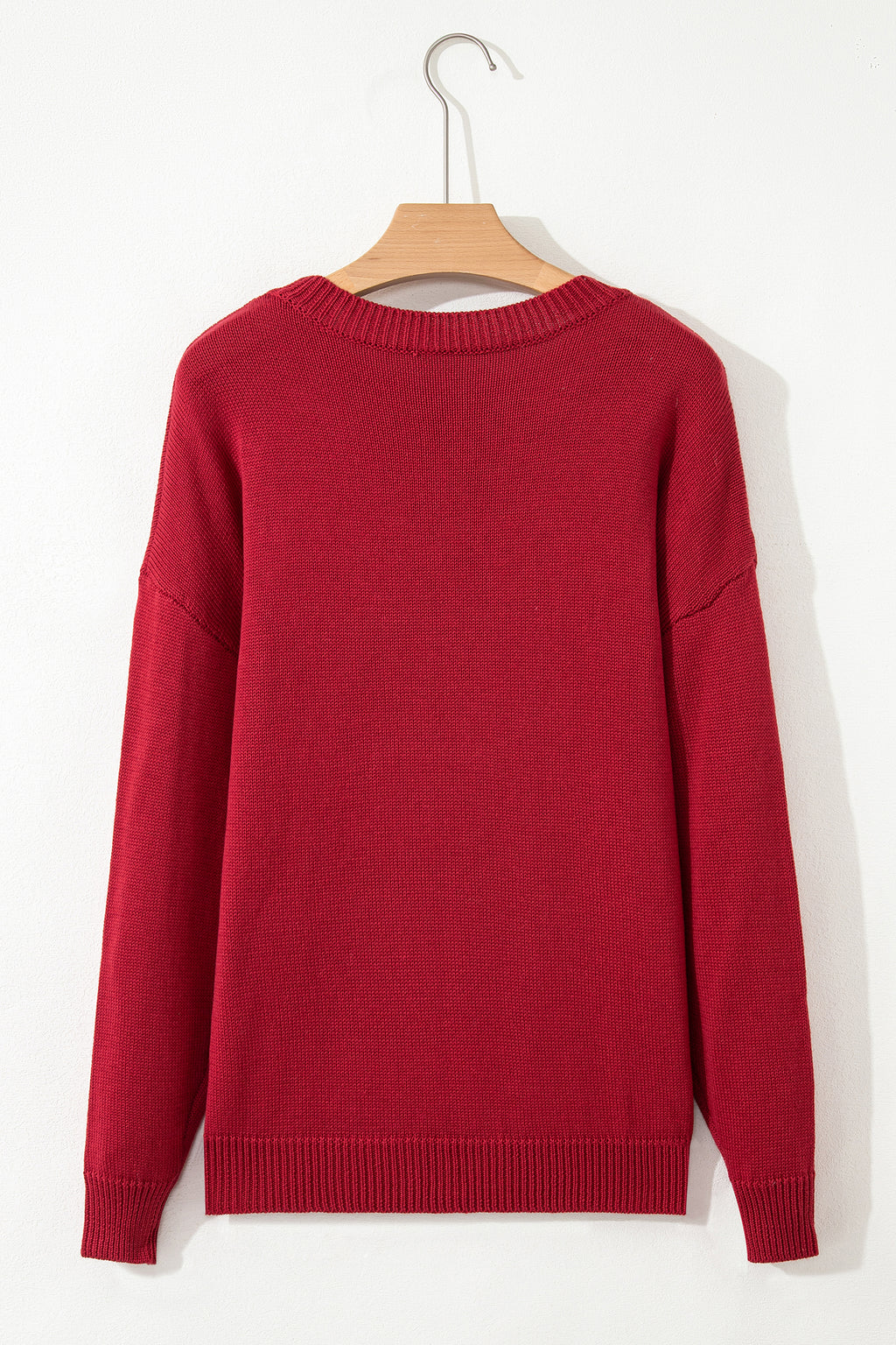 Smoke Gray Merry Colorful Dot Detail Christmas Drop Shoulder Sweater