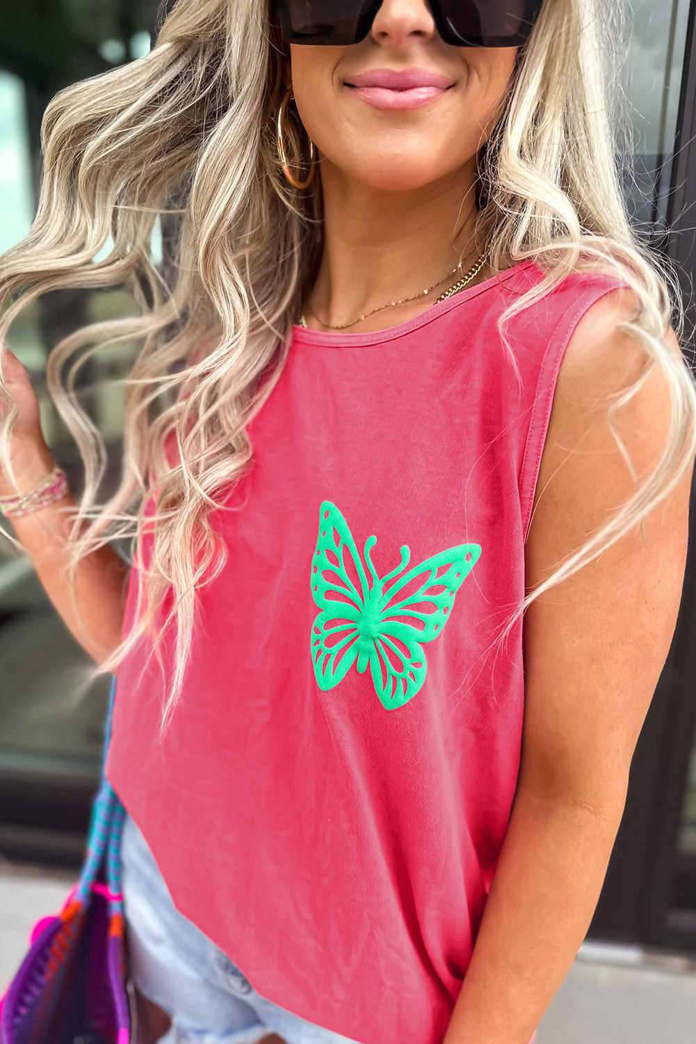 Blue Sun Graphic Casual Tank Top